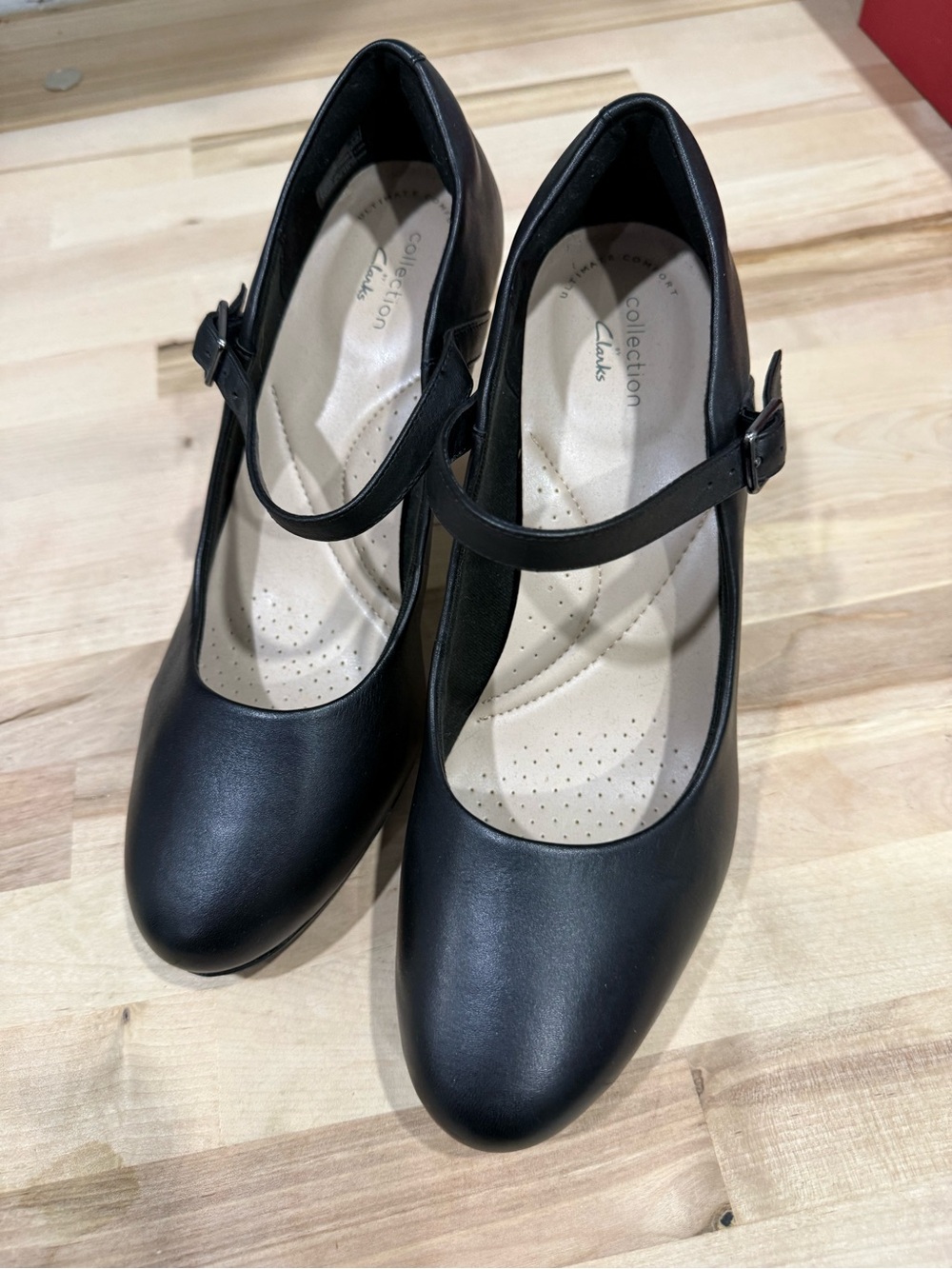 Clarks Black Mary Jane Heels with Strap